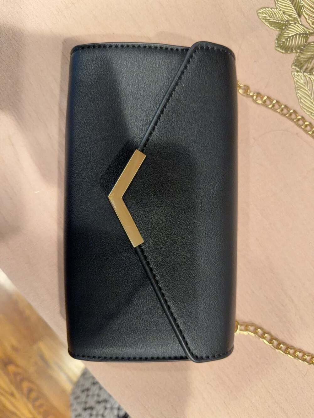Urban Expressions Black Envelope Crossbody Bag with Gold Chain